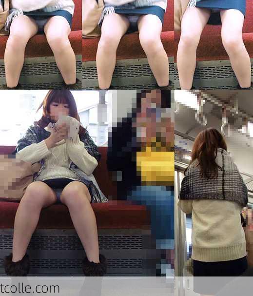 【電車盗撮セット】対面でパンツ丸見えな女子2人盗撮セット